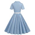thumbnail image 4 of Birdeem Robe de Soirée Vintage à Manches Courtes et Col en V pour Femmes, Confortable pour l'Été, Imprimé à Pois, 4 of 9