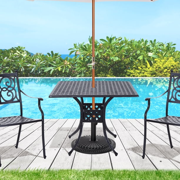 Outsunny 36' x 36' Square Metal Outdoor Bistro Table with Umbrella