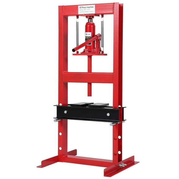 TROPOW 6 Ton Hydraulic Shop Press – Heavy-Duty H-Frame Press with Adjustable Height, Dual Plates & Dust Cover – Red