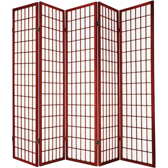 Legacy Decor Japanese Oriental Style 5 Panel Room Divider, 71" Tall, Cherry Color