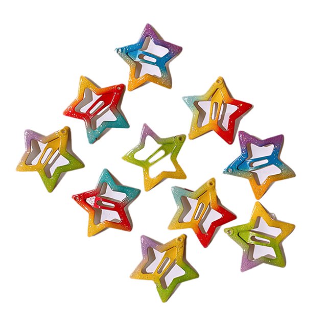 Kids Snap Hair Clip Rainbow Color Geometric Shape Hair Pin Hair Barrette