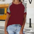 thumbnail image 2 of Plebaso T-Shirts Femmes Manches Courtes Bloc de Couleur Col Rond Tee-Shirts Amples Blouses d'Été Tops, 2 of 7