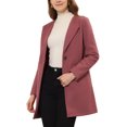 thumbnail image 4 of INSPIRE CHIC Women's Half Lapel Long Sleeves One Button Winter Mid-Length Overcoat M Dusty Pink, 4 of 5