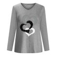 thumbnail image 4 of CEHVOM T-Shirt à Manches Longues à Col en V Imprimé Décontracté pour Femmes, Chandail, Hauts, Liquidation, 4 of 4