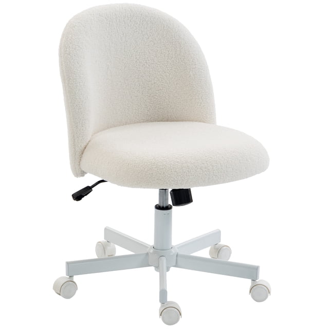 HOMCOM Office Chair, Tilt Swivel Desk Chair, Adjustable Height, Cream White