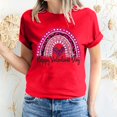 thumbnail image 1 of Meichang Hauts pour Femmes Tendance T-Shirt de la Saint-Valentin Hauts Mignons Imprimé Cœur Hauts de Fête Manches Courtes Décontracté Col Rond Chandail T-Shirts Blouses, 1 of 5