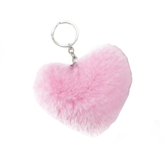 Heart Shape Hair Pendant Handbag Decor Keychain Key Buckle Ring Shoulder Bag Hanging Ornaments
