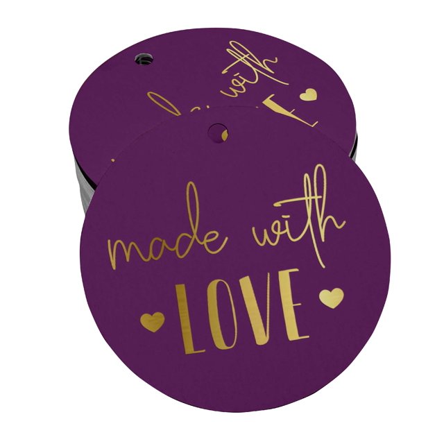 Inkdotpot Made With Love Text Bottle Tag Real Gold Foil Favor Hang Tags 50 Pack