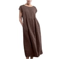 thumbnail image 1 of TopLLC Robes d'Été pour Femmes, Robe Maxi pour Femmes, Coton Col Rond Uni Sans Manches Col Rond Rétro Grande Taille Robes d'Été, Robes d'Été pour Femmes, 1 of 6