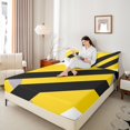 thumbnail image 4 of Erosebridal Yellow Black Geometic Sheet Set Full,Abstract Geometry Bedding Sets Full Size,Stripes Lines Full Sheet Sets,Lightweight Room Decor,4-Piece, 4 of 7