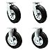 thumbnail image 3 of 8 Inch Swivel Pneumatic Casters Set of 4 - Black Rubber Wheels - Includes 2 Swivel and 2 Rigid - Heavy Duty Casters - 1,200 lbs. Total Capacity - Service Caster Brand, 3 of 4