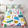 thumbnail image 1 of School Supplies Bed in a Bag King 7 Pieces,Mathematical Symbol Comforter Set Reversible Study Article School Design,Ultra Soft & Breathable Bedding Sets with Comforter,Sheets,Pillowcases & Shams, 1 of 5