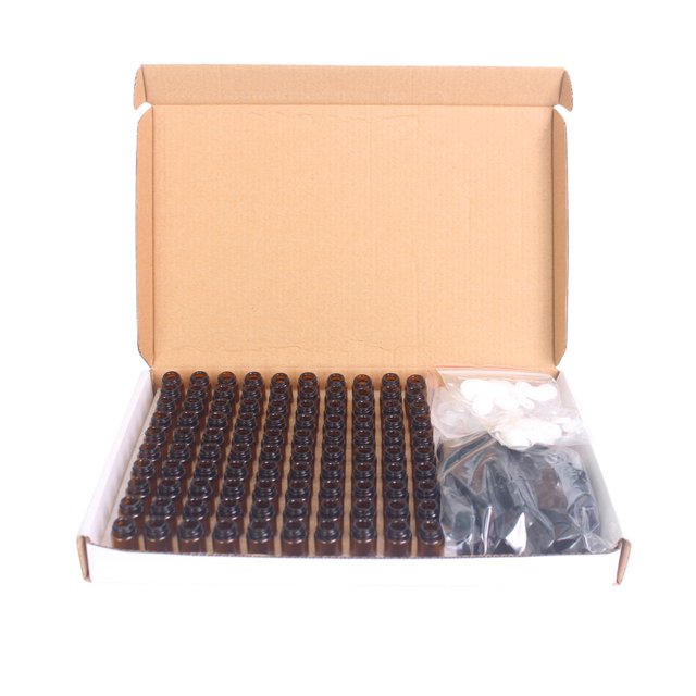 100Pcs 2Ml Amber Glass Bottles For Essential Oils Sample Bottles Refillable Empty Bottle With Black Caps For Oil Essential Oil Perfume