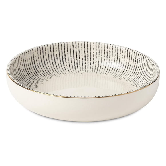 Thyme & Table Stoneware Round Low Bowl, Riley Collection