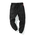thumbnail image 1 of FOCUSNORM Men Solid Color Cargo Trousers, Loose Fit Drawstring Waist Long Pants, 1 of 9