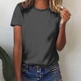 thumbnail image 2 of Yuyuzo T-Shirts d'Été pour Femmes Décontractés à Col Rond à Manches Courtes Hauts Tee Amples Blouses Unies, 2 of 4