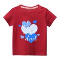 thumbnail image 1 of RKSTN Hauts de la Saint-Valentin pour Tout-Petits Garçons Filles 2024 Mode Mignon Couleur Unie Col Rond Hauts Imprimé Cœur Manches Courtes, 1 of 4
