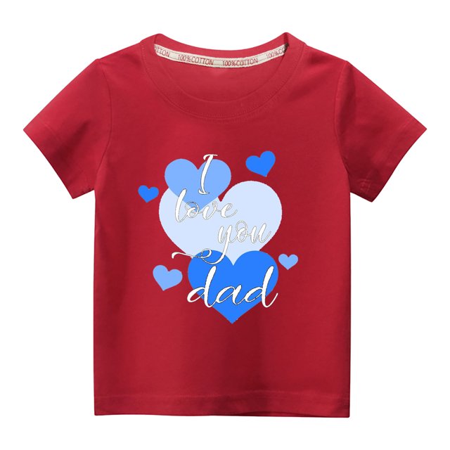 RKSTN Hauts de la Saint-Valentin pour Tout-Petits Garçons Filles 2024 Mode Mignon Couleur Unie Col Rond Hauts Imprimé Cœur Manches Courtes