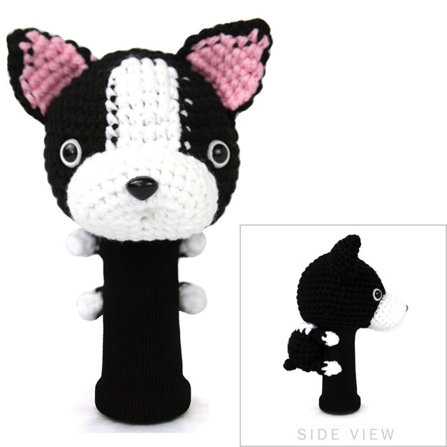 StitchHead Hand Stitched Yarn Animal Driver/Wood Head Cover - Boston Terrier
