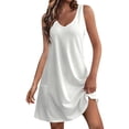 thumbnail image 1 of Besolor Robe d'Été pour Femmes à Col en V Sans Manches, Robe Décontractée Trapèze de Plage Courte avec Poches, 1 of 7