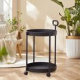 thumbnail image 4 of EGNMCR Home Coffee Table Movable Shelf Sofa Side Table Cart Bedside Shelf With Wheels Shelf Living Room Double Tier Organizer, 4 of 6