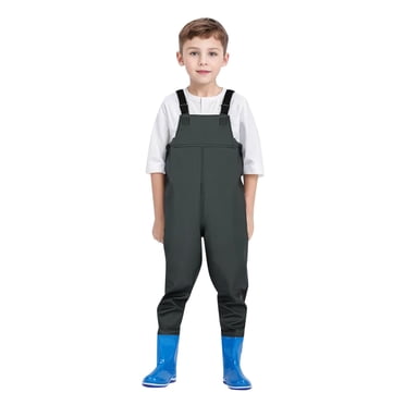 Cuissardes pour Enfants Cuissardes de Pêche pour Jeunes pour Tout-Petits Enfants Cuissardes Imperméables avec Bottes Vert Armée 25/3 A-4 A