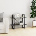 thumbnail image 1 of vidaXL 2-Tier Book Cabinet Grey 80x30x70 cm Solid Pine Wood, 1 of 5