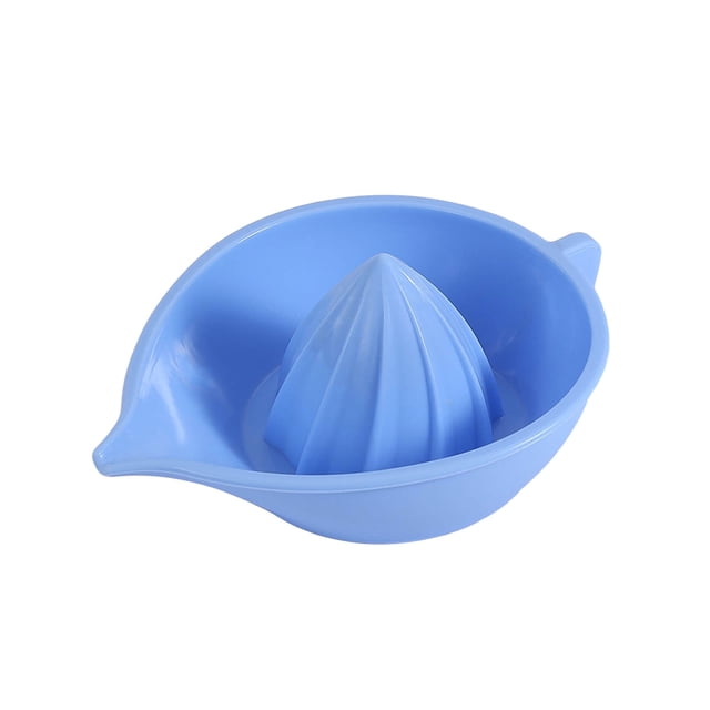 Orange Juice Fresh Squeezed Silicone Manual Juice Extractor with a compact, blue silicone design featuring a ridged cone for pressing citrus fruits like oranges, lemons, and tangerines. Suitable for fresh juice preparation, garlic grating, and easy storage.
