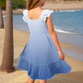 thumbnail image 5 of MIASHUI Robes pour Filles à Manches Volantées Extensibles, Coupe Trapèze Évasée, Robe d'École, Bleu, 15-16 Ans, 5 of 5