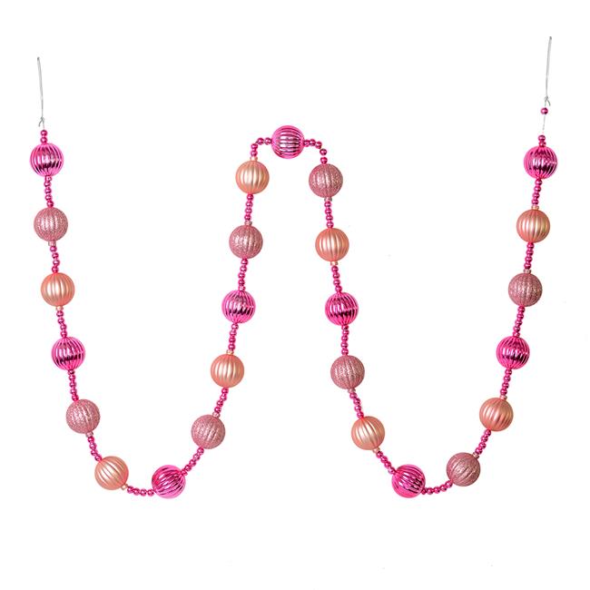 Vickerman M183545 6 ft. Mauve Stripe Ball Garland