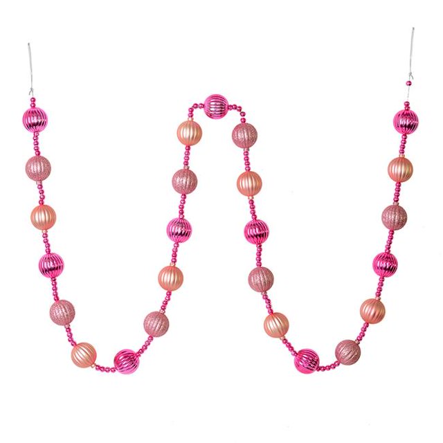 Vickerman M183545 6 ft. Mauve Stripe Ball Garland