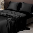 thumbnail image 4 of Birdeem Soft Silky King Size Sheet Set, Polyester Satin Bed Sheets with Pillowcases, Hotel Luxury Breathable Bedding for Enhanced Sleep Comfort, Includes Fitted Sheet and Microfiber Pillowcases, 4 of 9