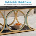 thumbnail image 5 of 47.24-inch Coffee Table, Rectangle 2-Tier Faux Marble Wood Coffee Tables with Geometric Metal Legs, 5 of 5