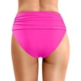 thumbnail image 3 of FYEGRE Women's High Waisted Bikini Bottom Tummy Control Ruched Bathing Suit Swim Bottom Hot Pink L, 3 of 5