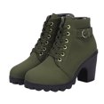 thumbnail image 2 of EGNMCR Bottines pour Femmes Femmes Rétro Talon Épais Chaussures à Talons Hauts Grande Taille à Lacets, 2 of 6