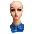 thumbnail image 2 of Mannequin Femme Chauve Tête Stable Base Multifonctionnelle Lisse Titulaire Mannequin Bleu Tissu, 2 of 9