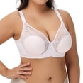 thumbnail image 1 of YANDW Lace Full Coverage Bra for Women Underwire Support Plus Sizes Bras with Padding Lift, Pink 40DDD, 1 of 6