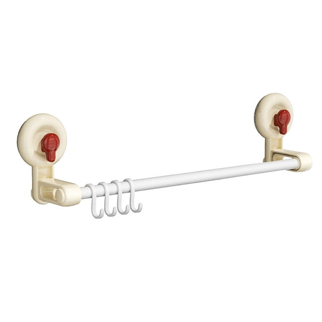 WRKEKC Clearance Suction Cup Bath Towel Rack - Wall-Mounted Shower Organizer with Hooks & Rod