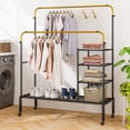thumbnail image 2 of Costway Rolling Clothes Drying Rack Double Rods Garment Rack with Height Adjustables Gold, 2 of 10