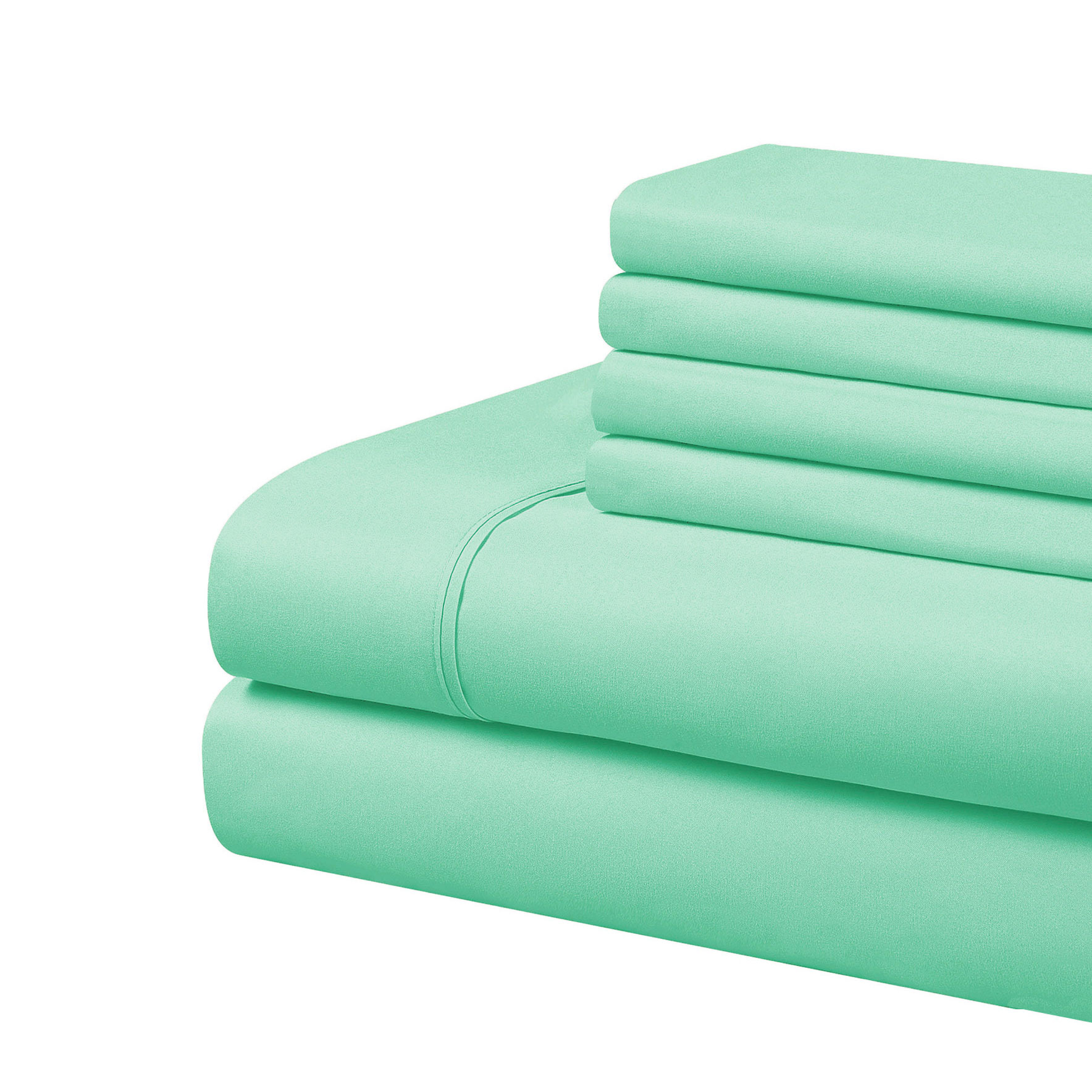 Ensemble de draps de luxe Swift Home 6 pièces avec taie d'oreiller additionnelle, King, Vert mousse