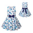 thumbnail image 2 of Penkiiy Robe Fleurie Filles Sans Manches Coton Imprimée Robes 3 Ans Bleu, 2 of 8