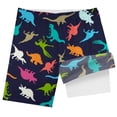 thumbnail image 4 of Hiiyo Little Boys Dinosaur Print Compression Liner Swim Trunks Board Shorts, 4 of 4