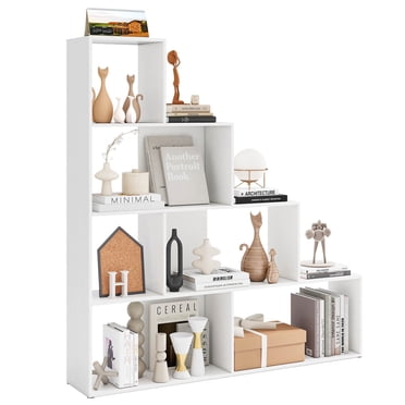 Costway Étagère Échelle à 6 Cubes, Bibliothèque d'Angle Autoportante, Étagère de Rangement, Présentoir