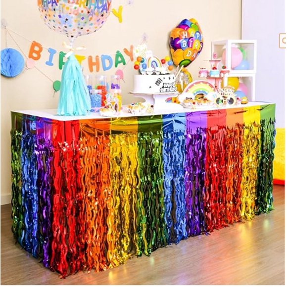 fastboy Rainbow curved knife table skirt wave rain silk curtain 4pcs