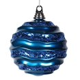 thumbnail image 1 of 6'' Sea Blue Candy Finish Wave Ball Ornament with matching Glitter Accents Shatterproof, 1 of 2