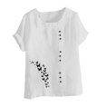 thumbnail image 4 of QATAINLAV T-Shirts à Manches Courtes pour Femmes Mode T-Shirts à Imprimé Papillon Hauts Décontractés Coupe Ample Col Rond Blouse en Lin Tenues d'Été de Plage Hoy Oferta Flash Blanc TTG, 4 of 5