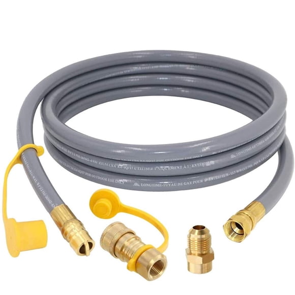 12 FT Natural Gas Hose with 3/8 in Quick Connect/Disconnect for Gas Grill Low-Pressure Appliance -3/8 Female Pipe Thread x 3/8 Male Flare for Most Grills, 1/2" ID Natural