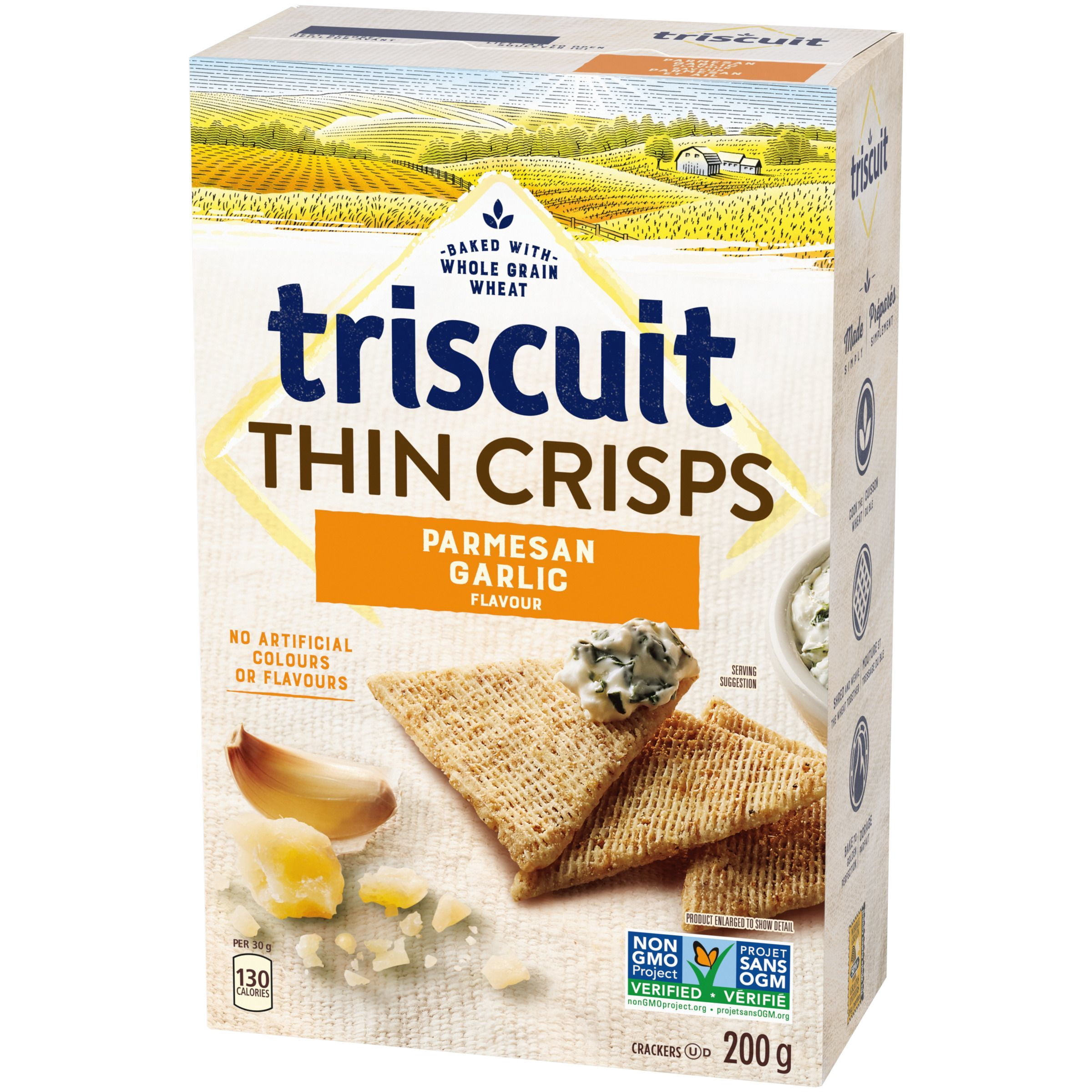 TRISCUIT minces et croquants, à saveur de parmesan et ail craquelins