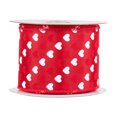 thumbnail image 3 of Northlight Diagonal Hearts Valentine's Day Wired Craft Ribbon - 2.5" x 10 Yards - Red and White, 3 of 6