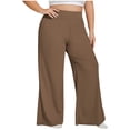 thumbnail image 2 of Timegard Plus Size Pants for Women High Waist Ruched Loose Comfy Lounge Pants Wide Leg Workout Trousers, 2 of 6